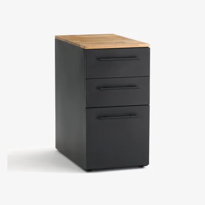 La Redoute Hiba Oak & Metal 3-Drawer Desk Unit