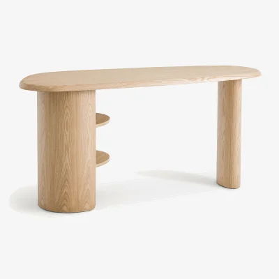 La Redoute Smith Desk with Organic Shape in Oak Veneer