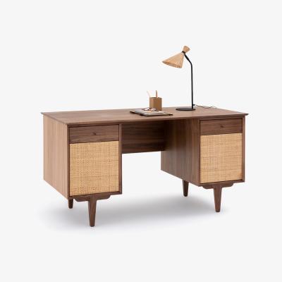 La Redoute Dalqui Vintage Walnut Desk with Double Cabinets
