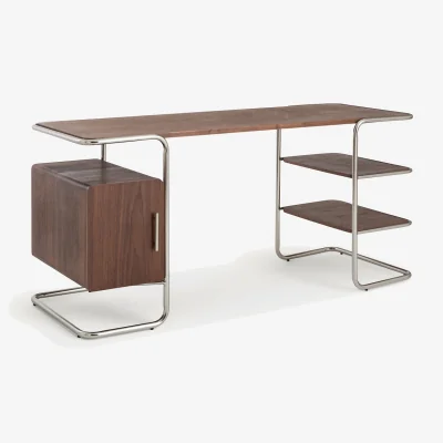La Redoute Emlyn Walnut Veneer Tubular Desk, Length 155cm