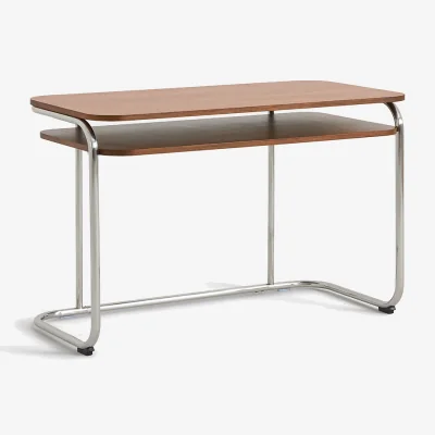 La Redoute Marsso Walnut Veneer/Polished Steel Two-Tier Desk