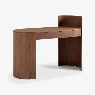 La Redoute Abbas Desk in Walnut Veneer and Leather