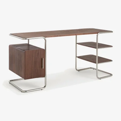 La Redoute Emlyn Walnut Veneer Tubular Desk, Length 155cm