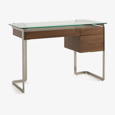 La Redoute James Walnut Metal and Tempered Glass Desk
