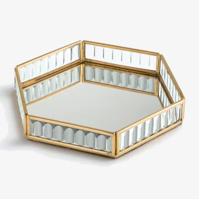 La Redoute Uyova Brass and Glass Desk Tidy L21cm