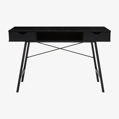 La Redoute Black Oak Effect 2 Drawer Desk with Black Frame