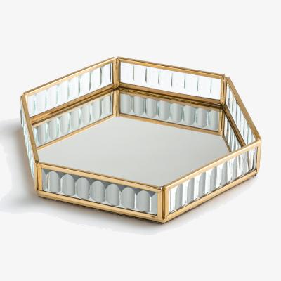 La Redoute Uyova Brass and Glass Desk Tidy L21cm
