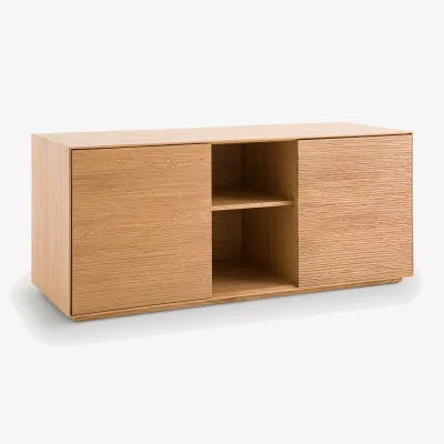 La Redoute Mikube Oak and Veneer Desk with 2-Door Unit