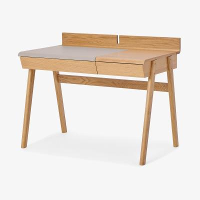Made.com Calama Compact Desk, Oak & Faux Leather