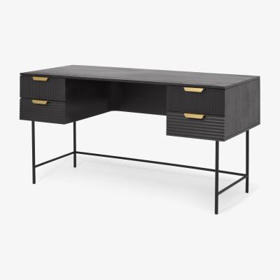 Made.com Haines Wide Desk, Charcoal Black Mango Wood