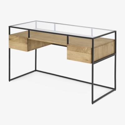 Made.com Kilby Desk, Light Mango Wood & Clear Glass
