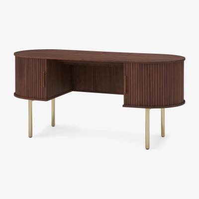 Made.com Tambo Wide Desk, Walnut & Brass