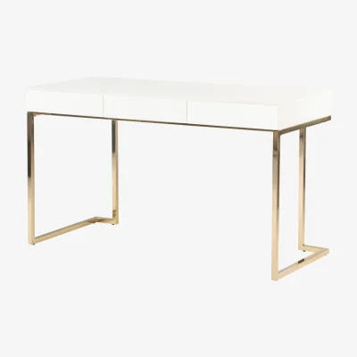 My Furniture Lorenzo Toughened White Desk