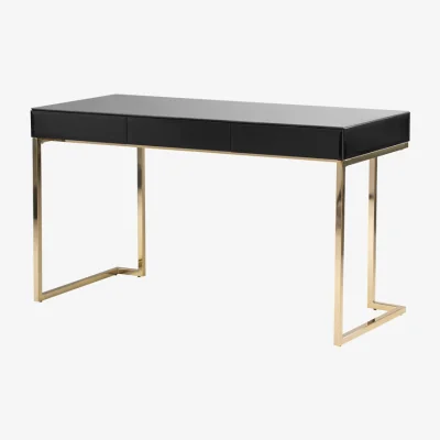 My Furniture Lorenzo Toughened Black Desk