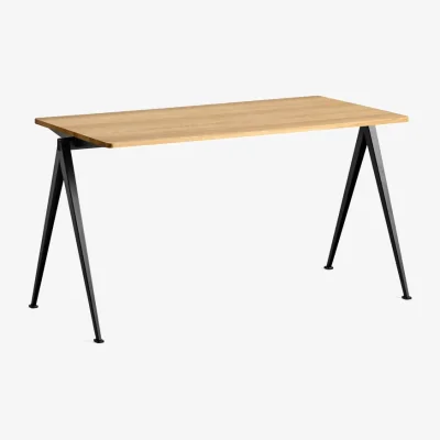 Nordic Nest HAY Pyramid 01 desk Oak clear lacquered-140x65 cm-black steel frame