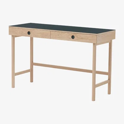Nordic Nest A2 Mind desk Black linoleum drawers and legs in white-oiled oak