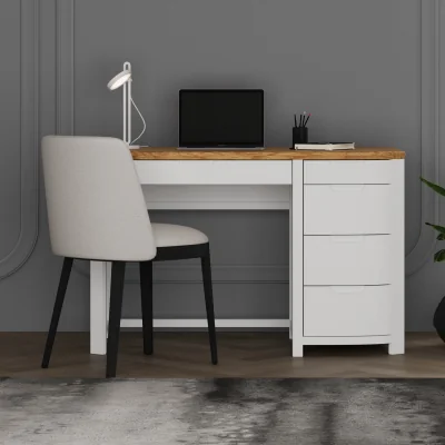 Oak&More Bradwell Oak and Signal White Painted Computer Desk