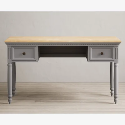 Oak&More Francis Oak and Light Grey Painted Computer Desk