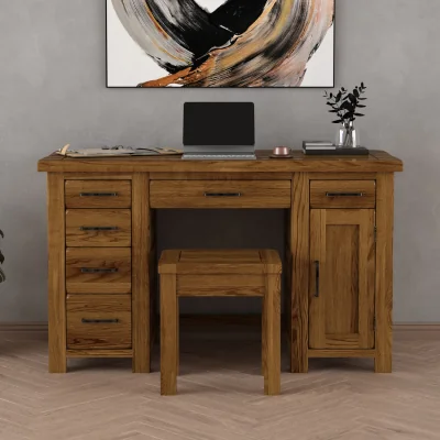 Oak&More Harrogate Rustic Solid Oak Computer Desk