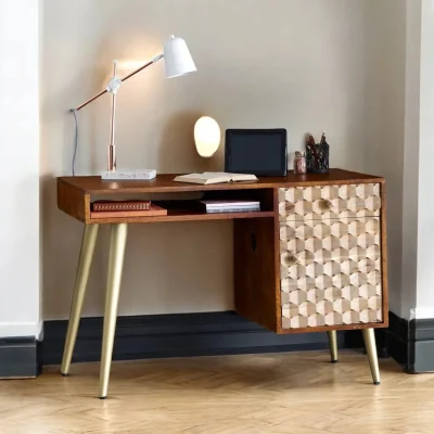 OAT Home Ennis Wooden Desk with Gold Legs