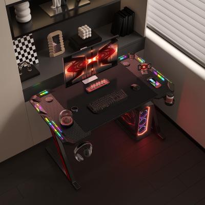 The Range LED Gaming Desk with Headphone Hook and Cup Holder - Black