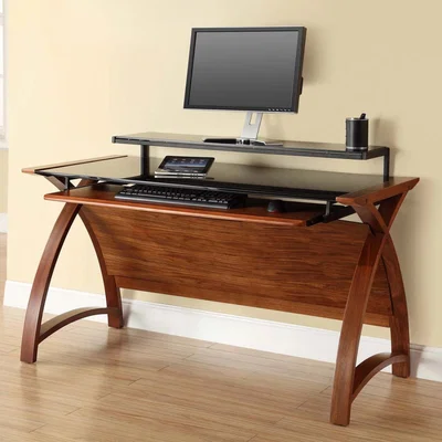 The Range Curve Workstation Desk  - Walnut / 130cm