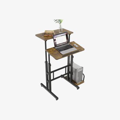 The Range Computer Desk Height-Adjustable Workstation with Wheels - brown
