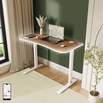 The Range XR Living Oka Desk with Wireless Charging and RGB LED Lights - Oak / Compact
