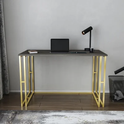 The Range Kane Study Desk - Gold and Wenge