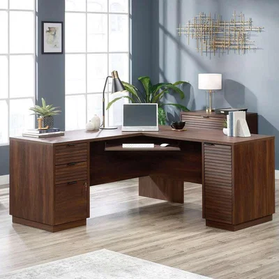 The Range Elstree L-Shaped Desk  - Spiced Mahogany