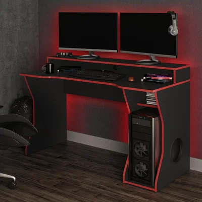 The Range Enzo Gaming Computer Desk - Black & Red
