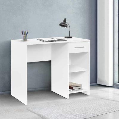 The Range Modern Matt White Home Office Study Desk with Drawer and Open shelves - Matt White