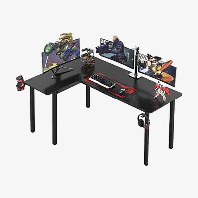 The Range L shaped 155cm Corner Gaming Desk Large Carbon Fiber Desktop Surface - Black