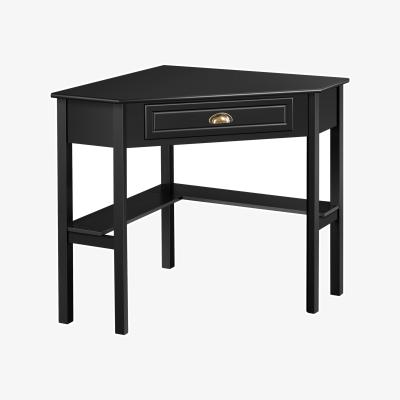 The Range Corner Computer Desk with Storage Drawer and Shelves - Black