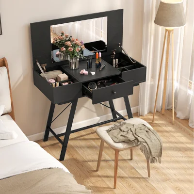 The Range 2-in-1 Vanity Desk Set - Black