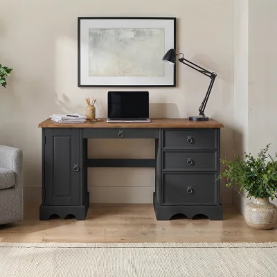 The Range Mercers Furniture Corona Charcoal Grey Computer Desk - Charcoal Grey