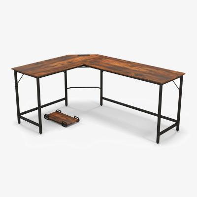 The Range L-Shaped Desk with Power Outlet - Brown