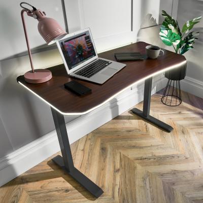 The Range Oka Office Desk with LED Lights and Wireless Charging - Walnut Effect
