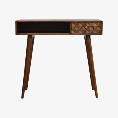 The Range Chestnut Diamond Carved Writing Desk - Brown