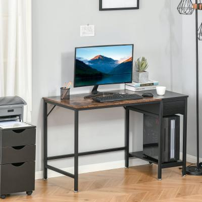 The Range Computer Desk with CPU Stand and Storage Drawer - Rustic Brown & Black