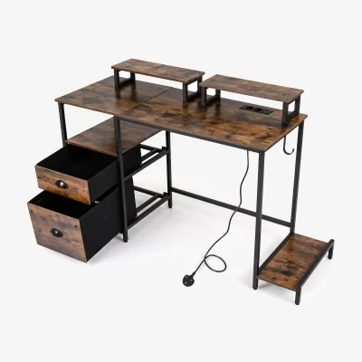 The Range Computer Desk with 2 Monitor Shelves