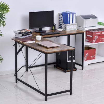 The Range Corner L Shape Computer Desk - Black, Brown Wood Brain