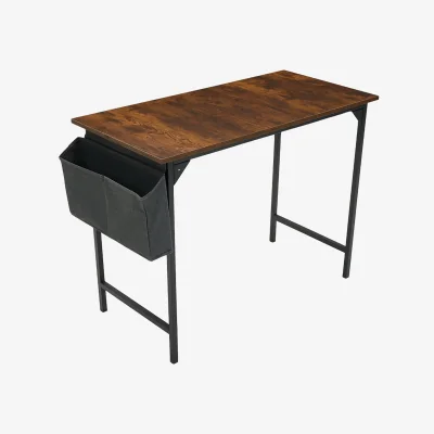 The Range Home Office Desk with Side Storage Pocket and Hook - Brown & Black