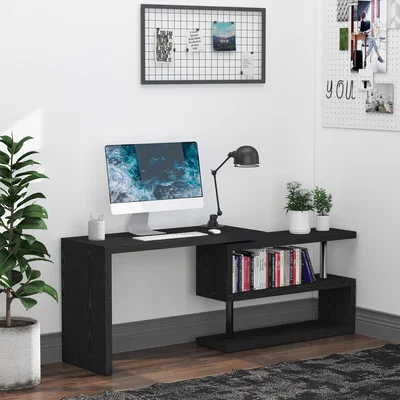 The Range 360 degree Rotating L-Shaped Corner Desk - Black