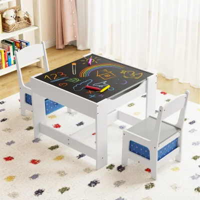 The Range Toddler Desk with 2 Chairs - White & Blue