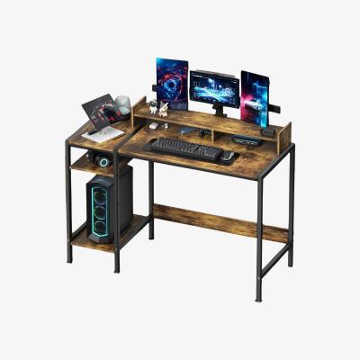 The Range Industrial Computer Desk With Monitor Stand And Shelves - Brown