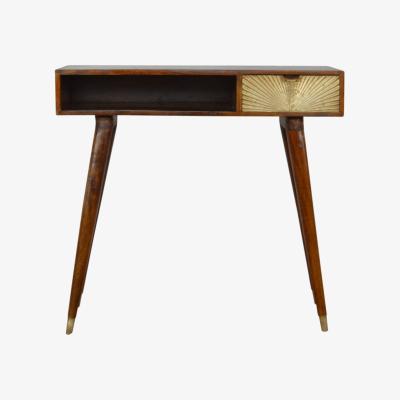 The Range Sunrise Gold Carved Writing Desk With 1 Drawer - Brown