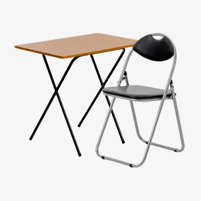 The Range Wooden Folding Desk & Chair Set - Natural/Black - Brown/Black