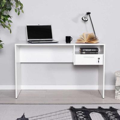 The Range Modern Office Desk with Lockable Drawer - Matt White