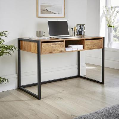 The Range Toronto 2 Drawer Industrial Computer Desk - Oak